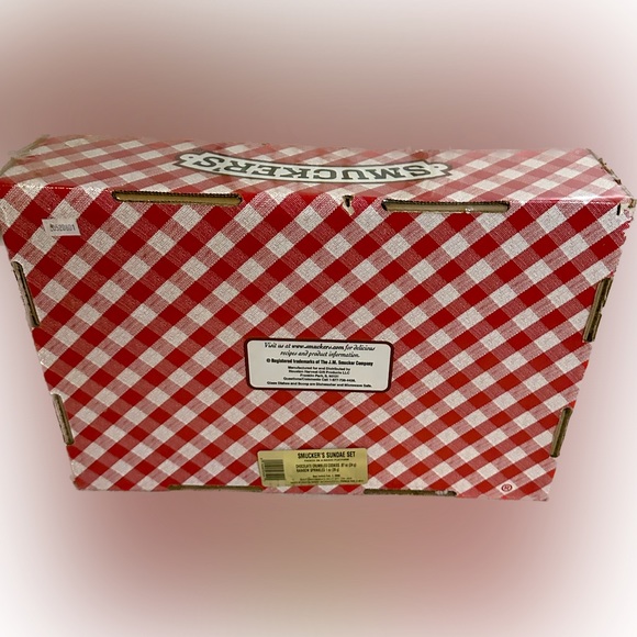 VTG RARE SMUCKER’S ICE CREAM GIFT SET 4 Glass dishes bowls & dipper spoon scoop - Picture 3 of 10